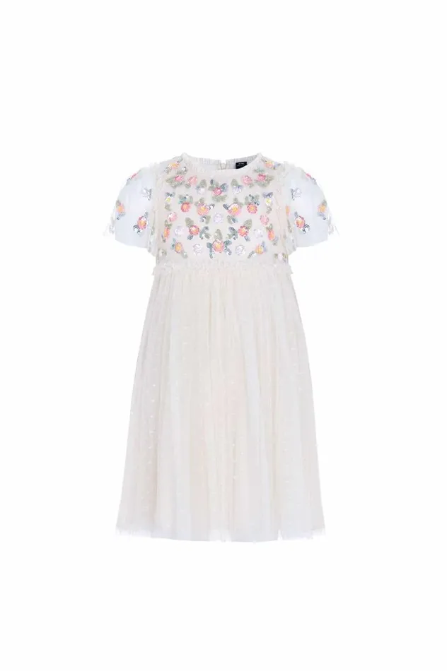 Needle and Thread Kids Formalwear Shimmer Ditsy Bodice Kids Dress Champagne 8211 KidsWomen