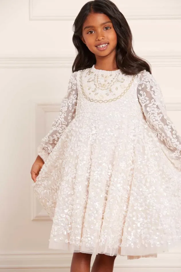 Needle and Thread Kids Formalwear Victorian Wreath Gloss Kids Dress Champagne 8211 KidsWomen