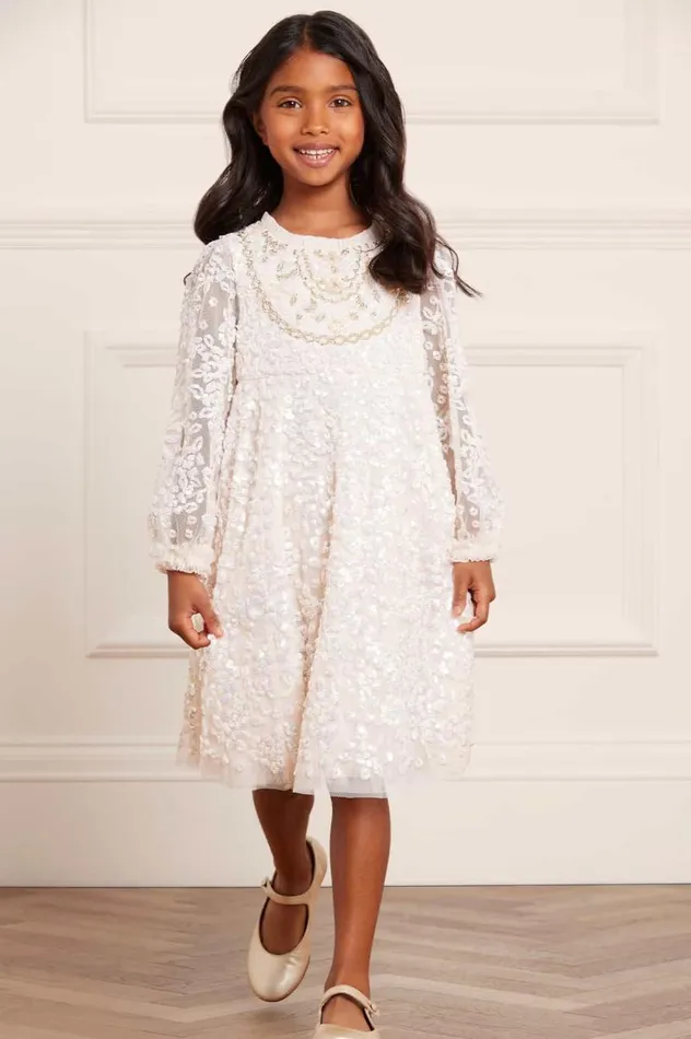 Needle and Thread Kids Formalwear Victorian Wreath Gloss Kids Dress Champagne 8211 KidsWomen