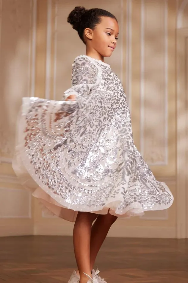 Needle and Thread Kids Partywear Chandelier Kids Dress Silver 8211 Kids