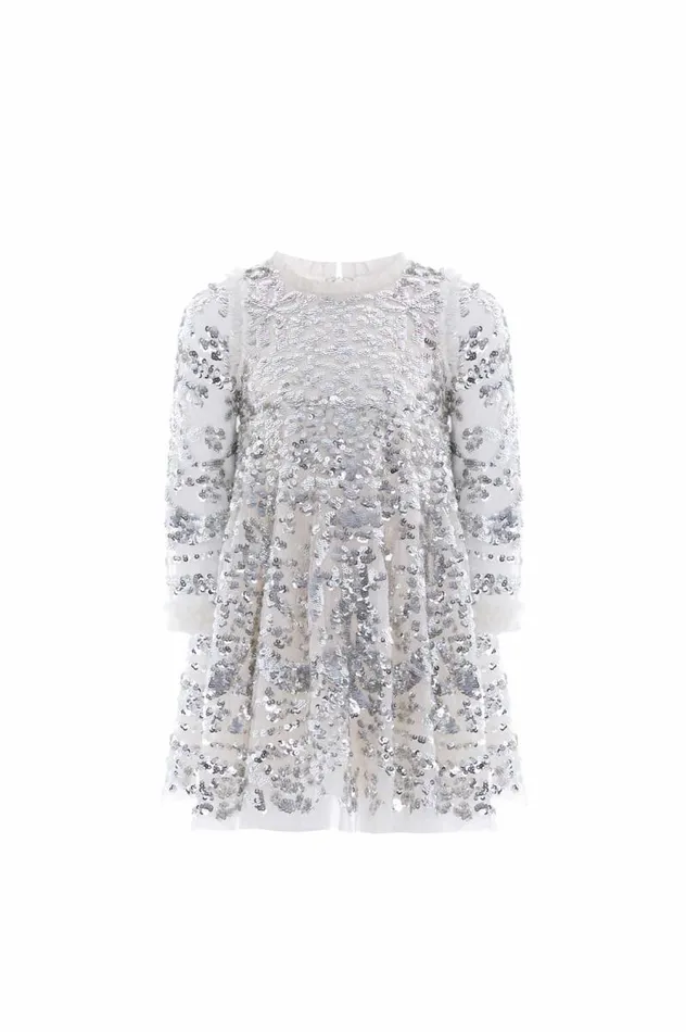 Needle and Thread Kids Partywear Chandelier Kids Dress Silver 8211 Kids