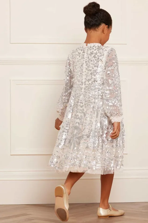 Needle and Thread Kids Partywear Chandelier Kids Dress Silver 8211 Kids