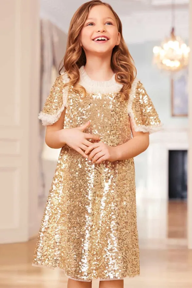 Needle and Thread Kids Partywear Matilda Kids Dress Gold 8211 Kids