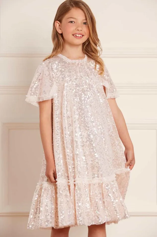 Needle and Thread Kids Partywear Mila Gloss Kids Dress Champagne 8211 KidsWomen