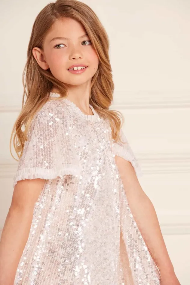 Needle and Thread Kids Partywear Mila Gloss Kids Dress Champagne 8211 KidsWomen