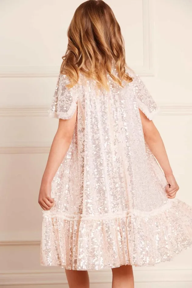 Needle and Thread Kids Partywear Mila Gloss Kids Dress Champagne 8211 KidsWomen