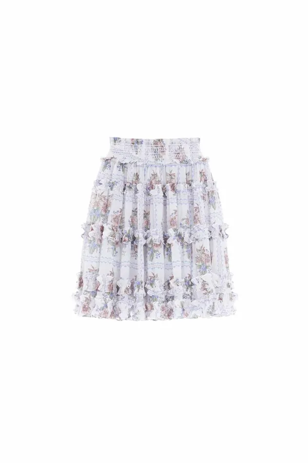 Needle and Thread Skirts Tiled Blooms Chiffon Smocked Micro Mini Skirt Multi 8211 Women