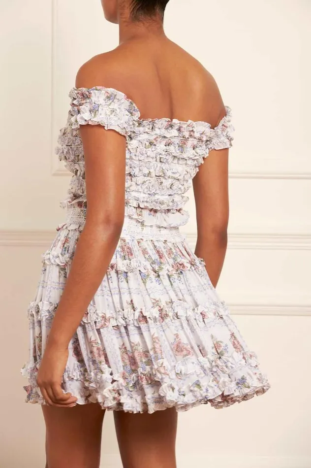 Needle and Thread Skirts Tiled Blooms Chiffon Smocked Micro Mini Skirt Multi 8211 Women