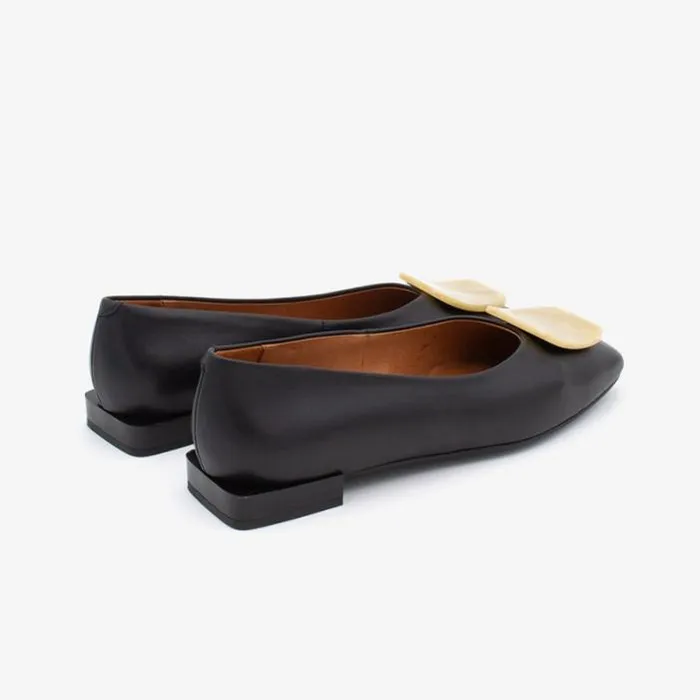 ngel Alarcn Ballerinas Woman TIUREN 8211 Leather Flats With A Carey Balck Heel And A Beige Carey Trim