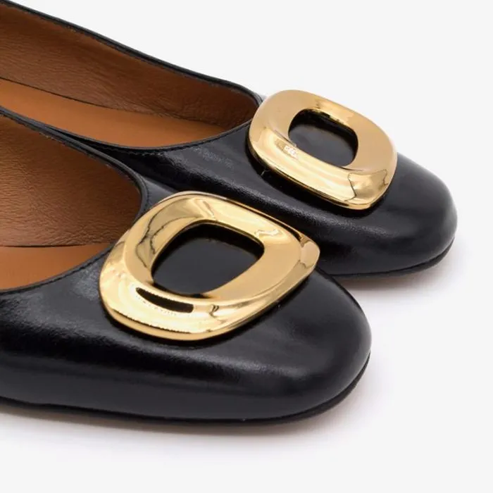 ngel Alarcn Ballerinas Woman YALO 8211 Leather Ballerina With Round Toe And Metallic Trim