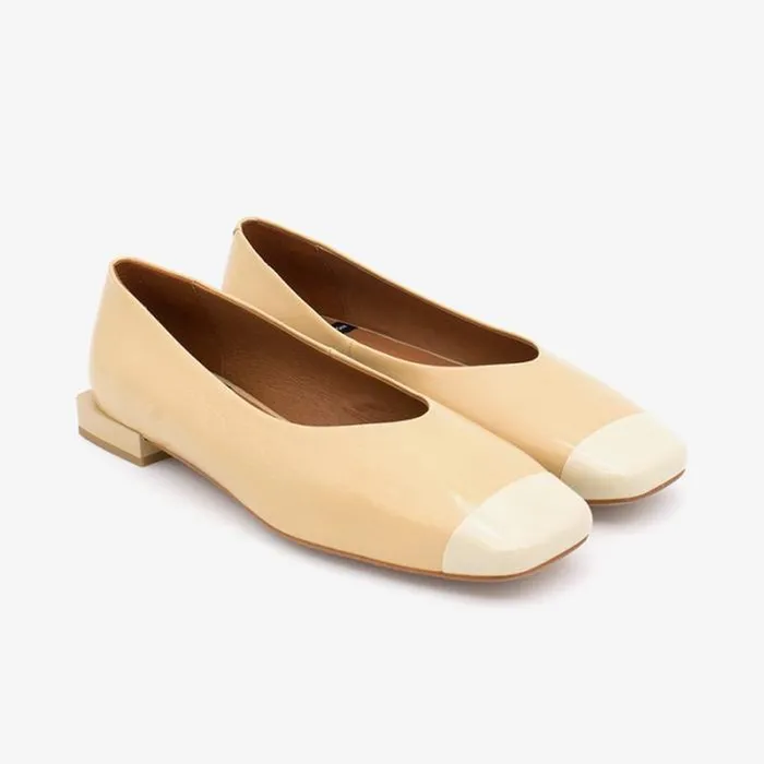 ngel Alarcn Flat Shoes Woman TEROLA 8211 Shiny Leather Flat With Bicolour Toecup