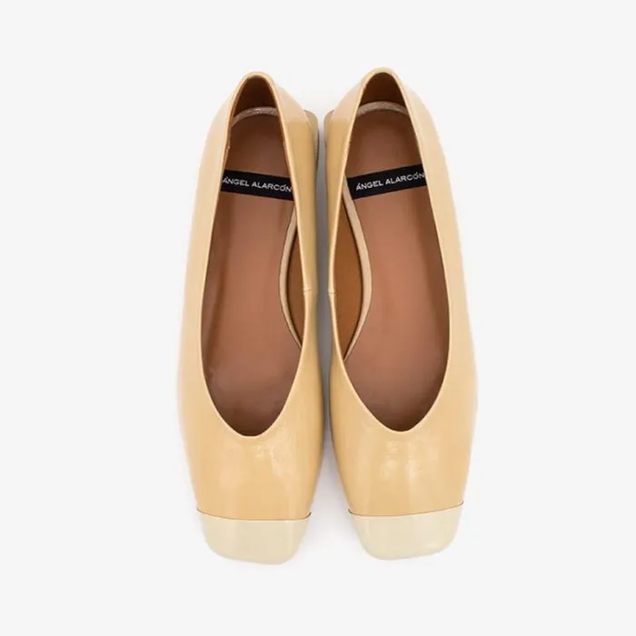 ngel Alarcn Flat Shoes Woman TEROLA 8211 Shiny Leather Flat With Bicolour Toecup