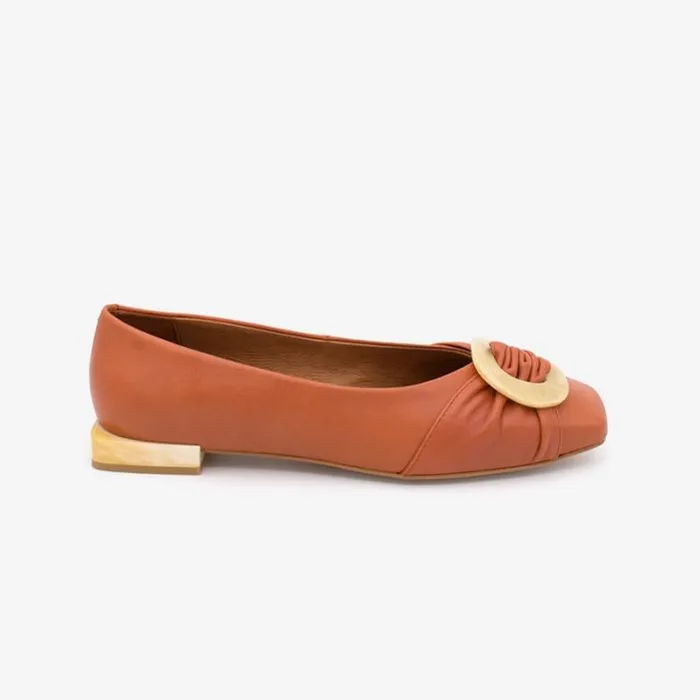 ngel Alarcn Flat Shoes Woman TICORA 8211 Leather Flat With Beige Carey Trim And Heel