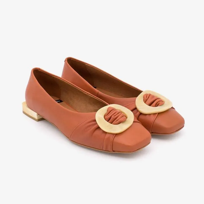 ngel Alarcn Flat Shoes Woman TICORA 8211 Leather Flat With Beige Carey Trim And Heel