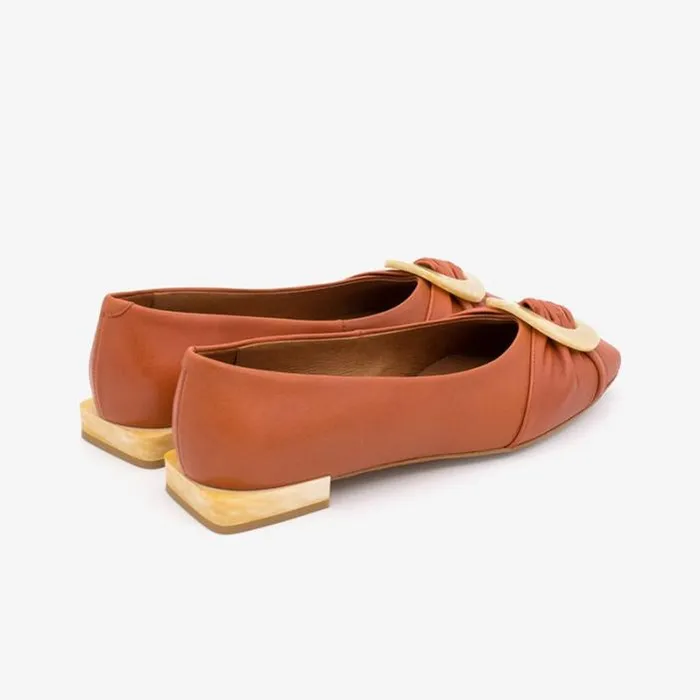 ngel Alarcn Flat Shoes Woman TICORA 8211 Leather Flat With Beige Carey Trim And Heel