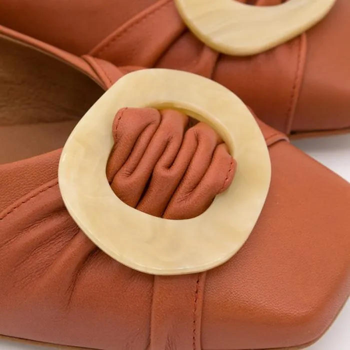 ngel Alarcn Flat Shoes Woman TICORA 8211 Leather Flat With Beige Carey Trim And Heel