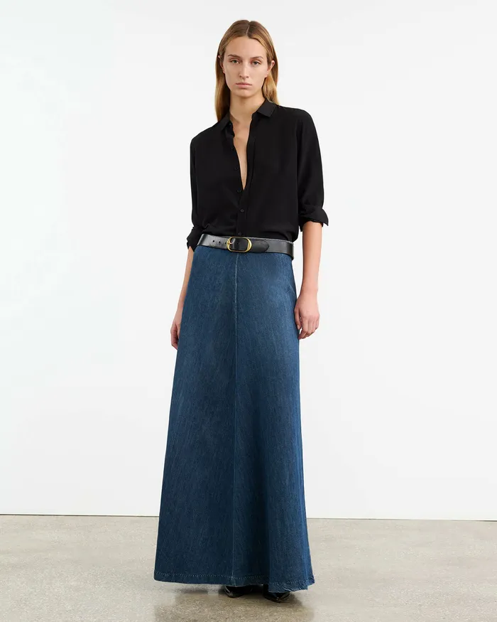 Nili Lotan ASTRID DENIM SKIRT Classic Wash Women Dresses and Skirts