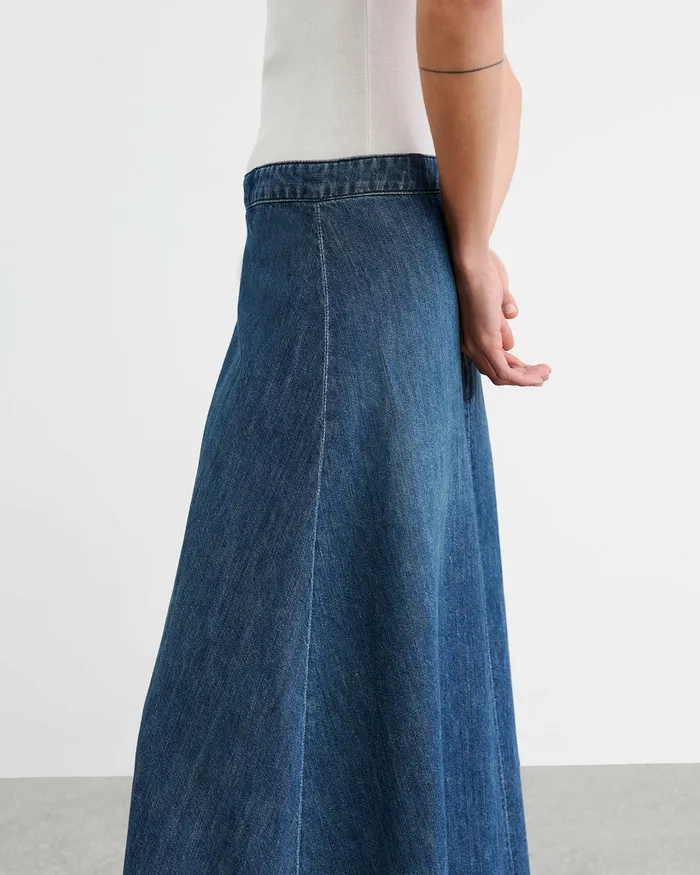 Nili Lotan ASTRID DENIM SKIRT Classic Wash Women Dresses and Skirts