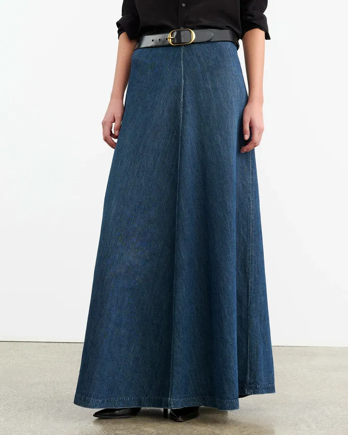 Nili Lotan ASTRID DENIM SKIRT Classic Wash Women Dresses and Skirts