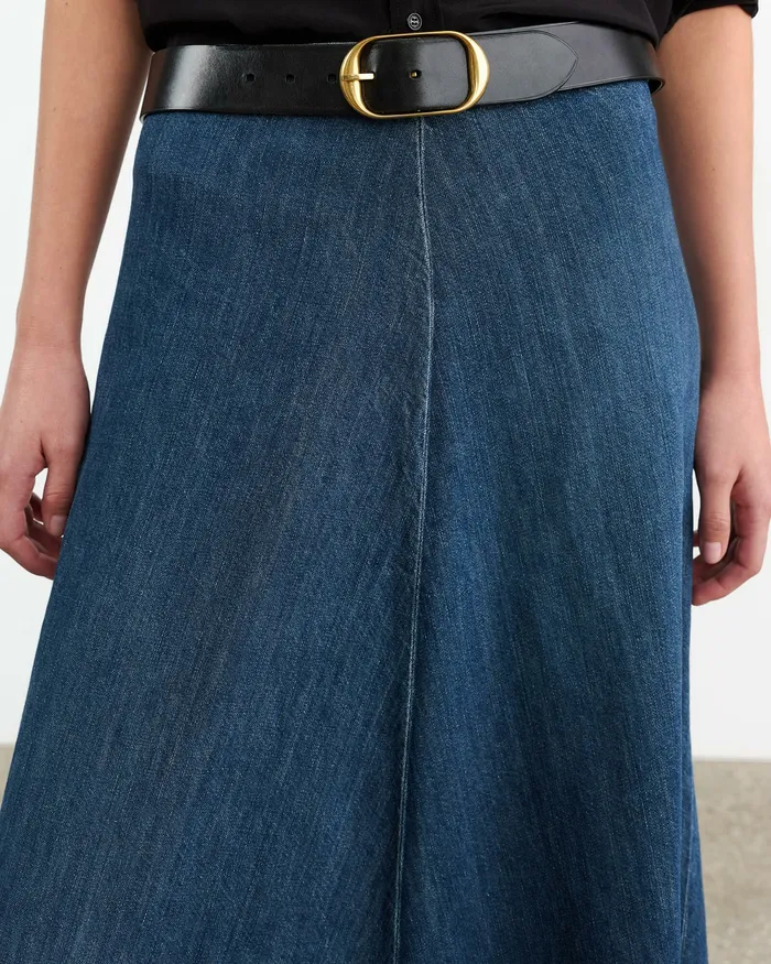 Nili Lotan ASTRID DENIM SKIRT Classic Wash Women Dresses and Skirts