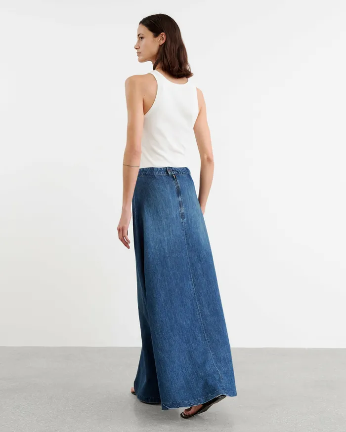 Nili Lotan ASTRID DENIM SKIRT Classic Wash Women Dresses and Skirts