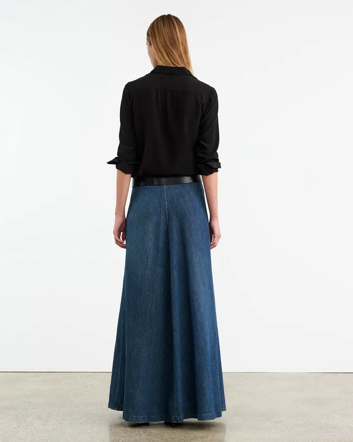 Nili Lotan ASTRID DENIM SKIRT Classic Wash Women Dresses and Skirts