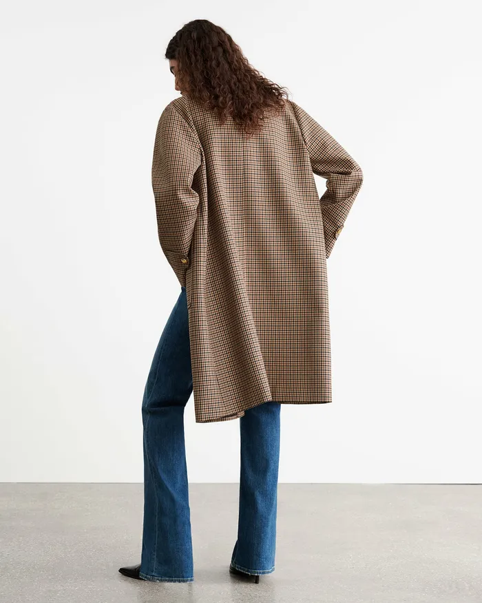 Nili Lotan Coats and Outerwear Women SETH DUSTER COAT BeigeBrown Houndstooth