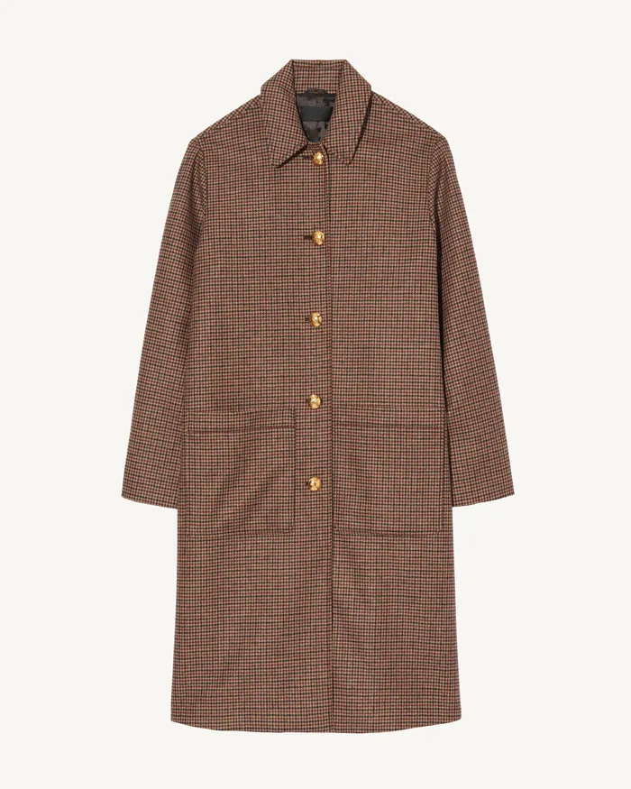Nili Lotan Coats and Outerwear Women SETH DUSTER COAT BeigeBrown Houndstooth