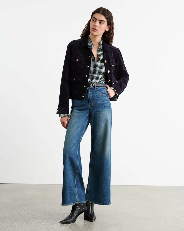 Nili Lotan LYDIA SHIRT IvoryGreen Plaid Women Tops