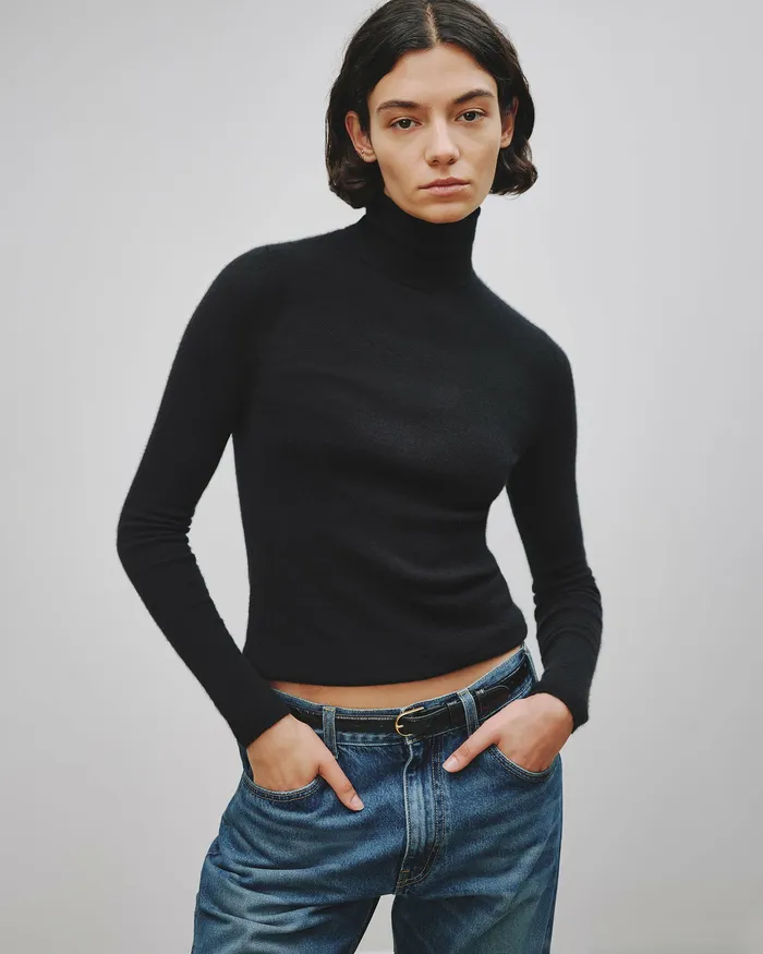 Nili Lotan LYNNETTE TURTLENECK Black Women Knits and Sweaters