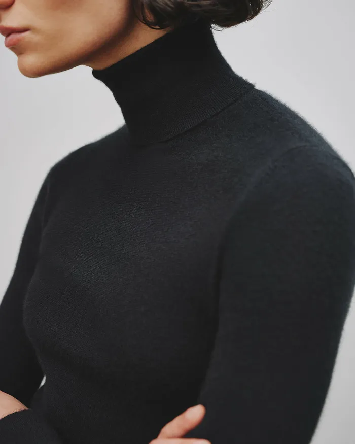 Nili Lotan LYNNETTE TURTLENECK Black Women Knits and Sweaters