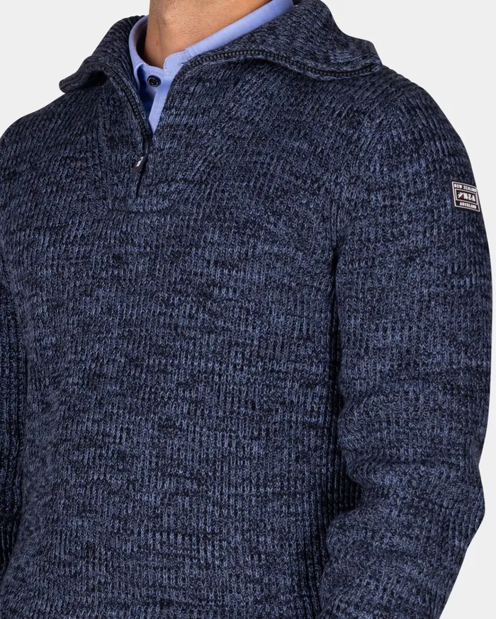NZA New Zealand Auckland Knitwear Cotton Navy Knitted HalfZip Sweater 8211 Winter Navy 8211 Men