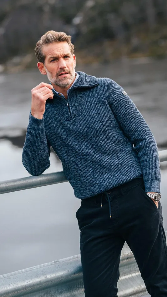 NZA New Zealand Auckland Knitwear Cotton Navy Knitted HalfZip Sweater 8211 Winter Navy 8211 Men