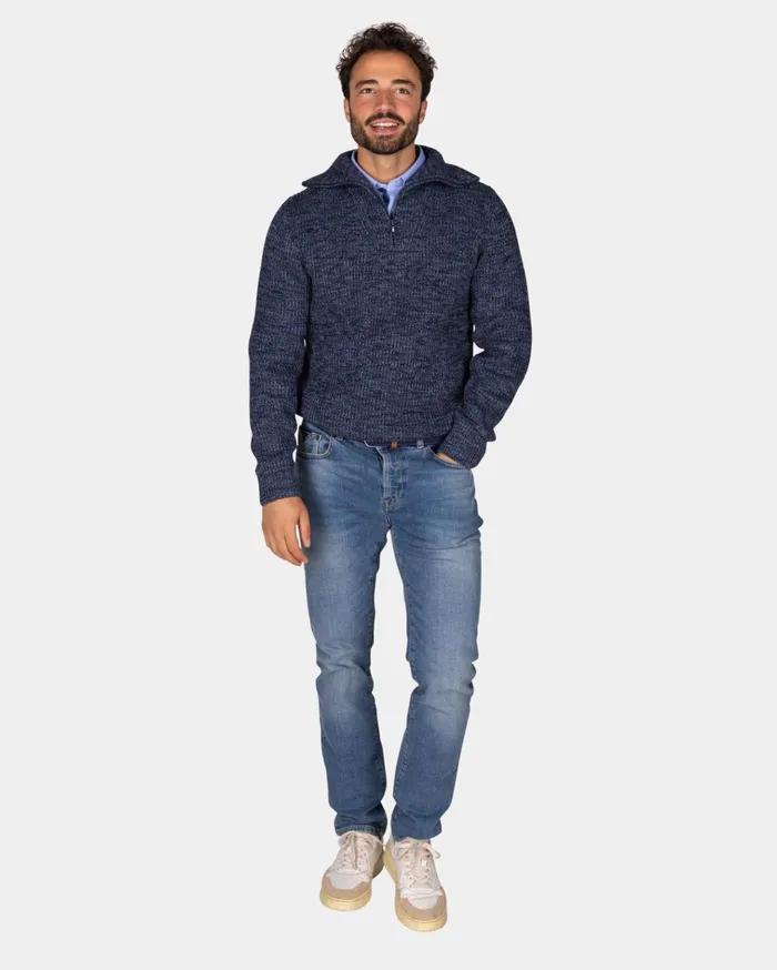 NZA New Zealand Auckland Knitwear Cotton Navy Knitted HalfZip Sweater 8211 Winter Navy 8211 Men