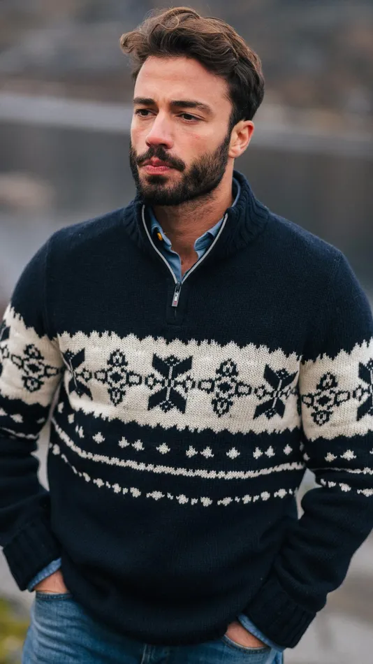 NZA New Zealand Auckland Knitwear Dark Blue Sweater With Ecru Pattern 8211 Winter Navy 8211 Men NZA New Zealand Auckland Knitwear Dark Blue Sweater With Ecru Pattern 8211 Winter Navy 8211 Men