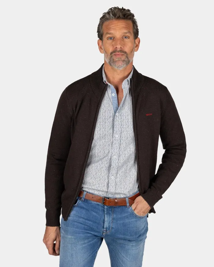 NZA New Zealand Auckland Knitwear Dark Brown Wool Cardigan 8211 Mud 8211 Men