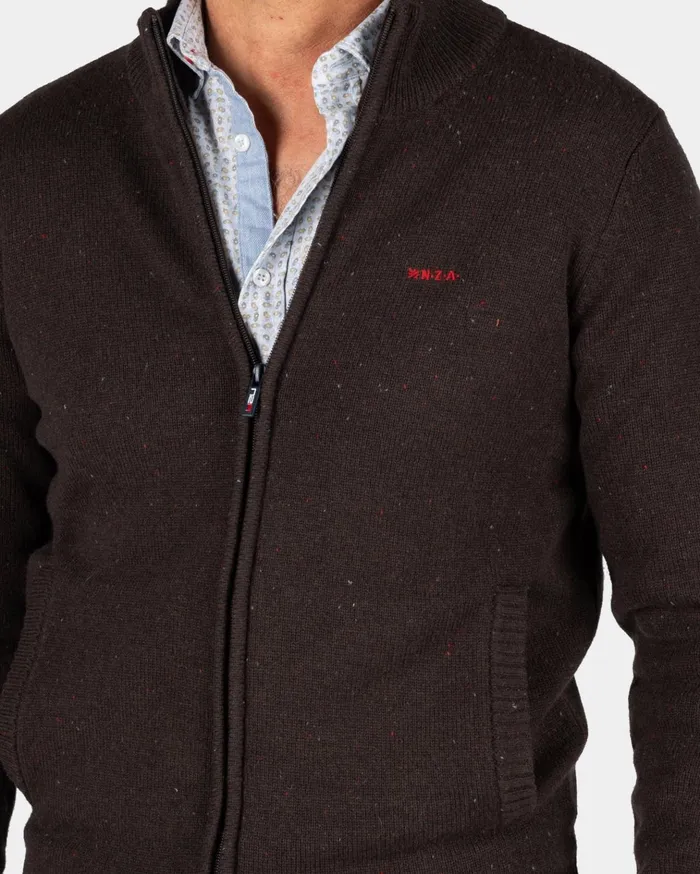 NZA New Zealand Auckland Knitwear Dark Brown Wool Cardigan 8211 Mud 8211 Men NZA New Zealand Auckland Knitwear Dark Brown Wool Cardigan 8211 Mud 8211 Men