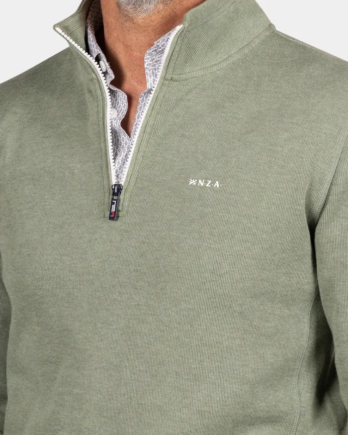 NZA New Zealand Auckland Knitwear Green Half Zip Sweat 8211 Sage 8211 Men NZA New Zealand Auckland Knitwear Green Half Zip Sweat 8211 Sage 8211 Men