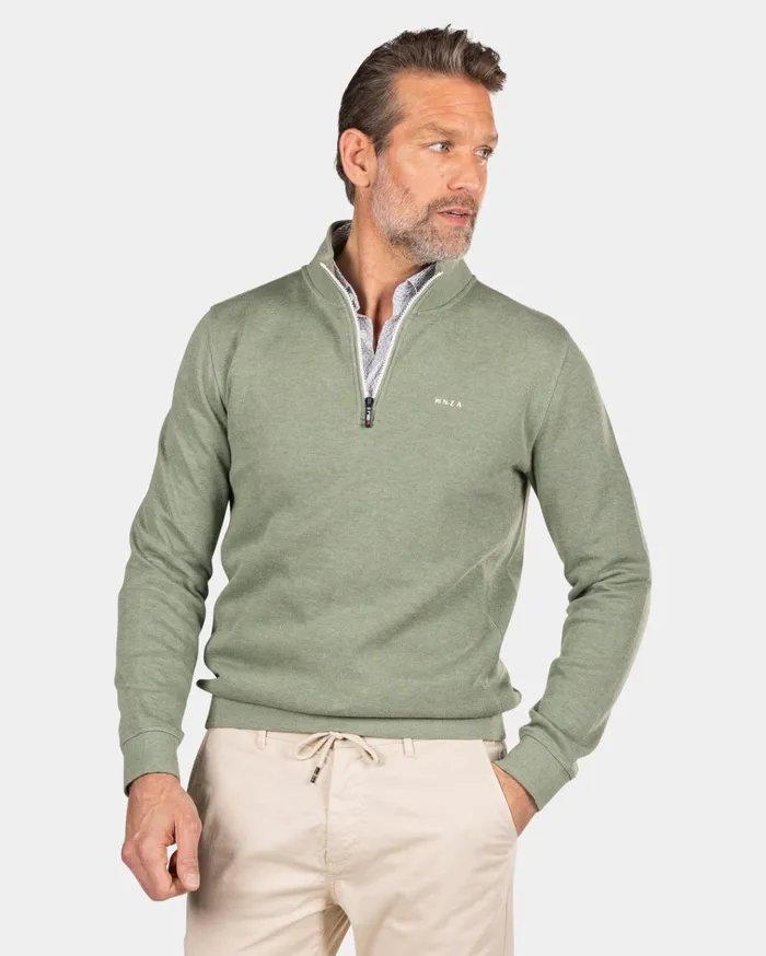 NZA New Zealand Auckland Knitwear Green Half Zip Sweat 8211 Sage 8211 Men NZA New Zealand Auckland Knitwear Green Half Zip Sweat 8211 Sage 8211 Men