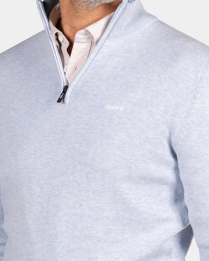 NZA New Zealand Auckland Knitwear Light Blue Half Zip Pullover 8211 Marble Blue 8211 Men NZA New Zealand Auckland Knitwear Light Blue Half Zip Pullover 8211 Marble Blue 8211 Men