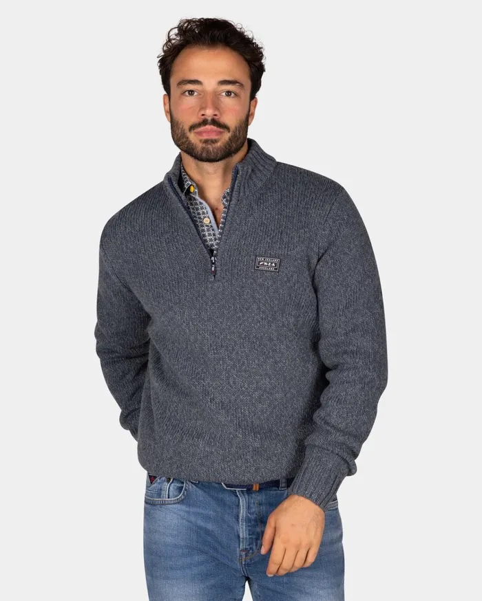 NZA New Zealand Auckland Knitwear Mottled Gray Wool Pullover 8211 Ash Grey 8211 Men