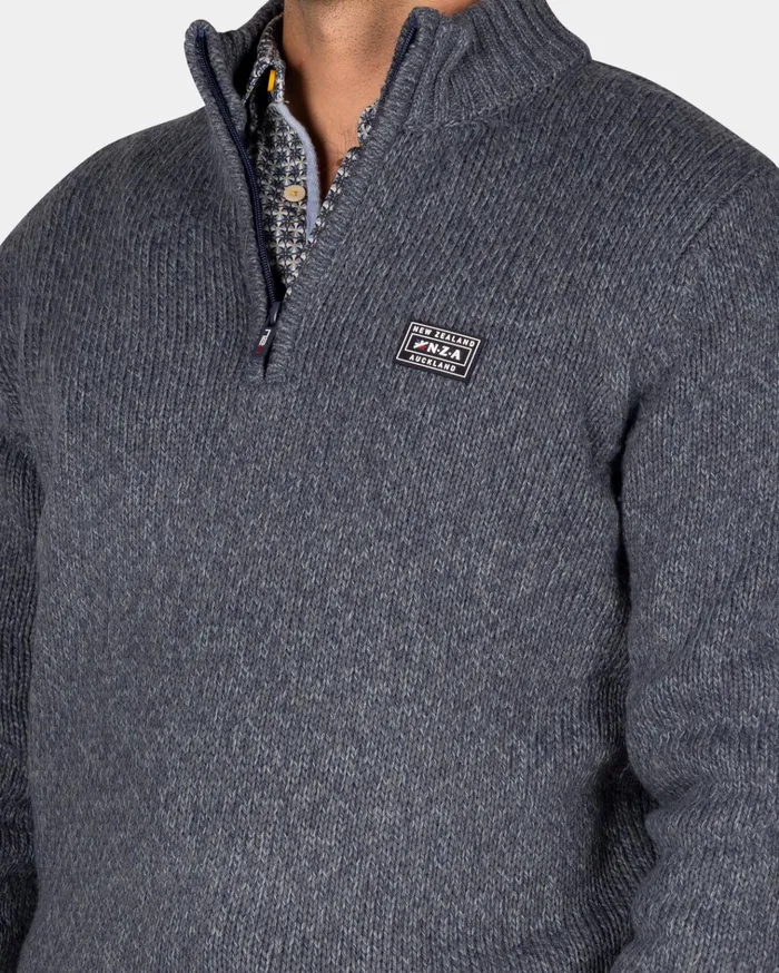 NZA New Zealand Auckland Knitwear Mottled Gray Wool Pullover 8211 Ash Grey 8211 Men