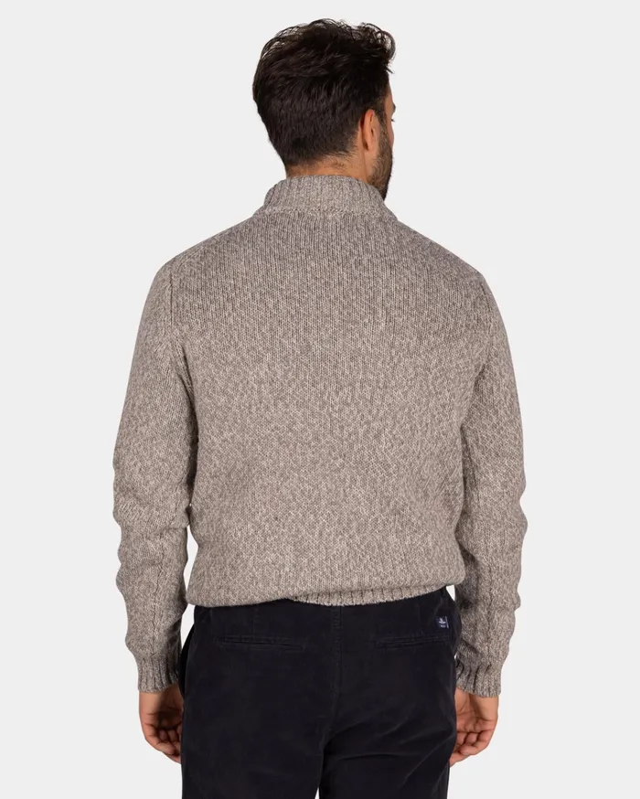 NZA New Zealand Auckland Knitwear Mottled Light Brown Wool Pullover 8211 Chestnut 8211 Men