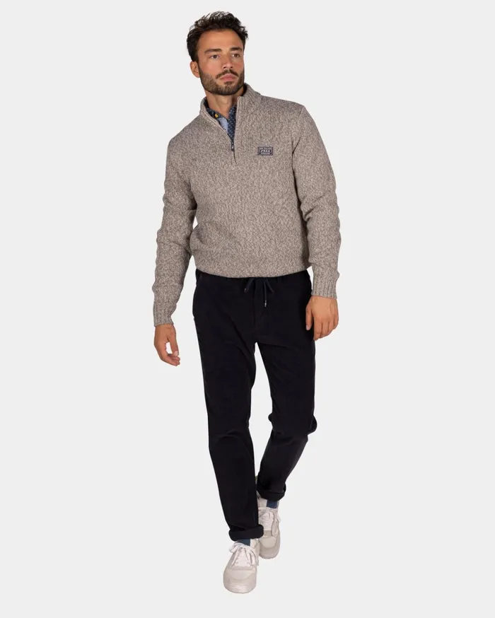 NZA New Zealand Auckland Knitwear Mottled Light Brown Wool Pullover 8211 Chestnut 8211 Men
