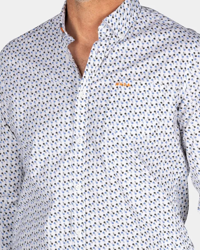NZA New Zealand Auckland Shirts Printed Cotton Shirt 8211 Ecru 8211 Men