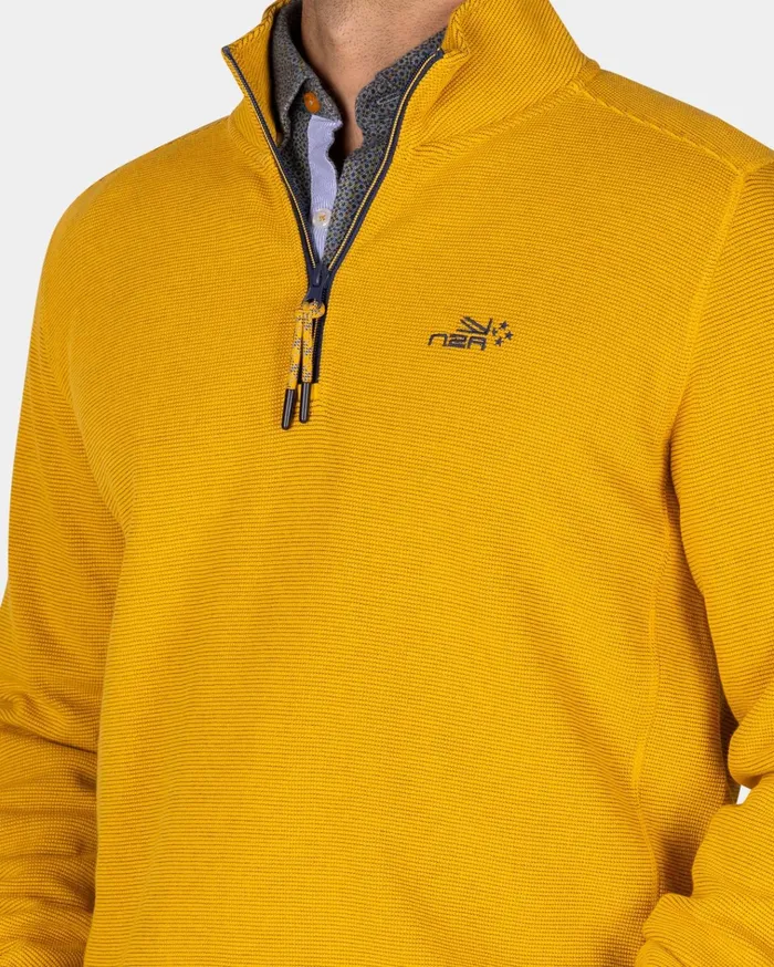 NZA New Zealand Auckland Sweatshirts Ochre Yellow Cotton HalfZip Sweater 8211 Warm Ocre 8211 Men