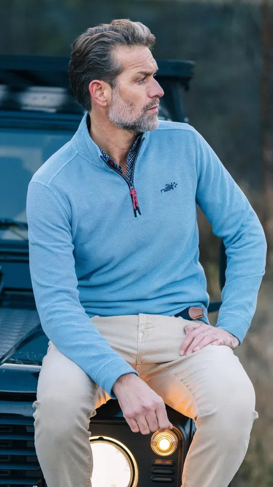 NZA New Zealand Auckland Sweatshirts Sporty Blue Sweater With HalfZip 8211 Brave Blue 8211 Men NZA New Zealand Auckland Sweatshirts Sporty Blue Sweater With HalfZip 8211 Brave Blue 8211 Men