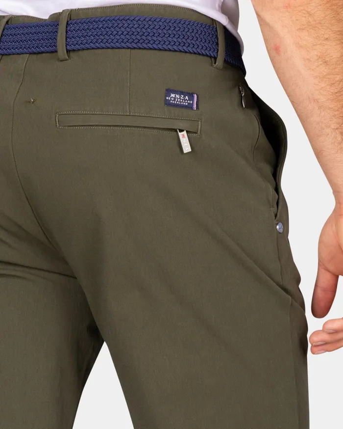 NZA New Zealand Auckland Trousers Dark Green Chino With Stretch 8211 Quartz Green 8211 Men