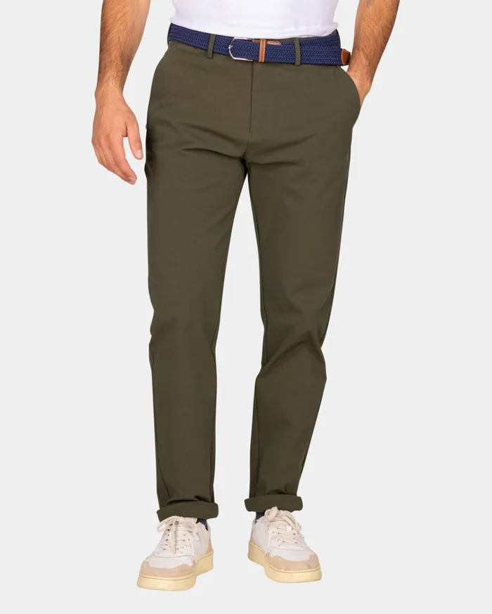 NZA New Zealand Auckland Trousers Dark Green Chino With Stretch 8211 Quartz Green 8211 Men