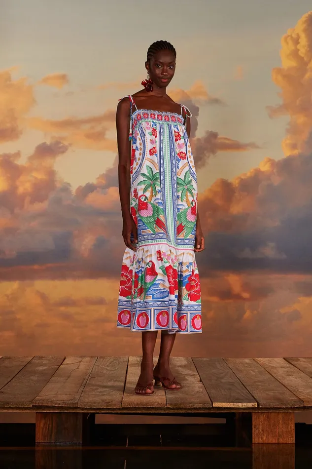 OffWhite Flowers Beach Maxi Dress Women Farm Rio Maxi Dresses